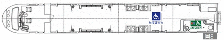 此圖為區間電聯車 （EMU800 型）：設於第1 車及第8車 車廂示意圖