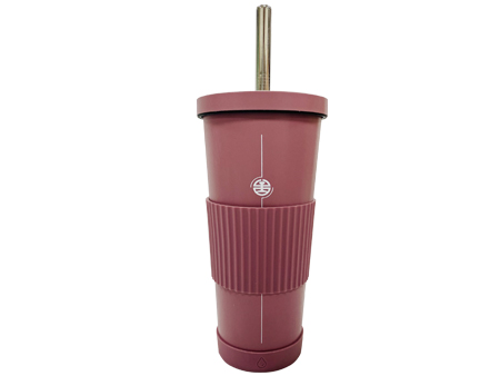 簡約不鏽鋼吸管杯(粉色)