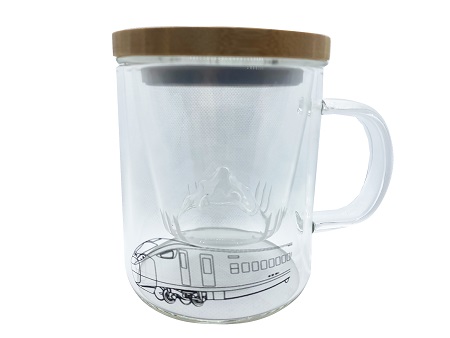 EMU3000城際列車帶蓋雙層玻璃杯