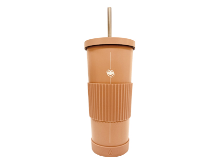 簡約不鏽鋼吸管杯(奶茶色)